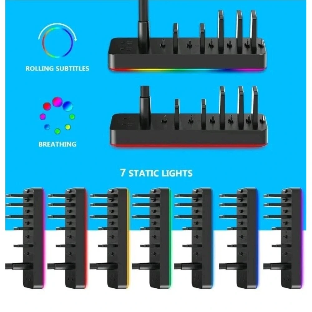 RGB Headset Holder with 6 USB C Charger Compatible with Switch/Phone/PS5